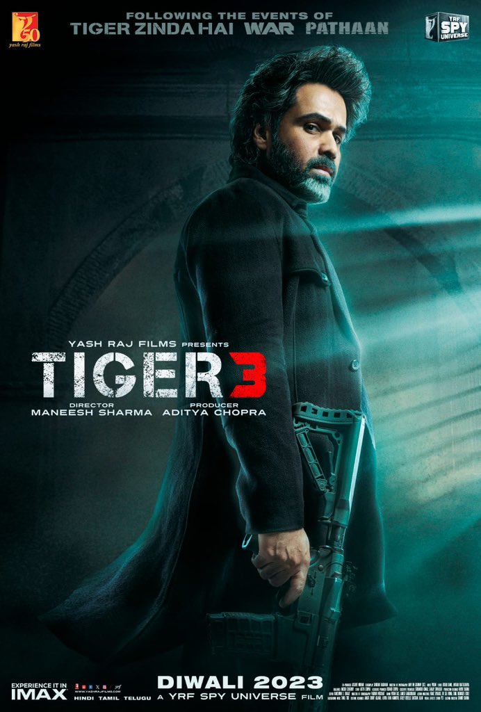 SALMAN KHAN VS EMRAAN HASHMI: THE VILLAIN… It’s #SalmanKhan versus #EmraanHashmi… #Tiger versus #Aatish in #Tiger3… #NewPoster…

#Tiger3 arrives in *cinemas* on [Sunday] 12 Nov 2023. #Diwali2023 #YRFSpyUniverse