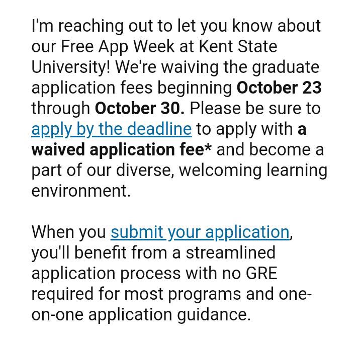 gyina_yie's tweet photo. Application Fee waiver at Kent state university.

Apply Now!!!! #StudyAbroadwithPerriGreno #JapaSpace https://t.co/Q5adRJr3i6