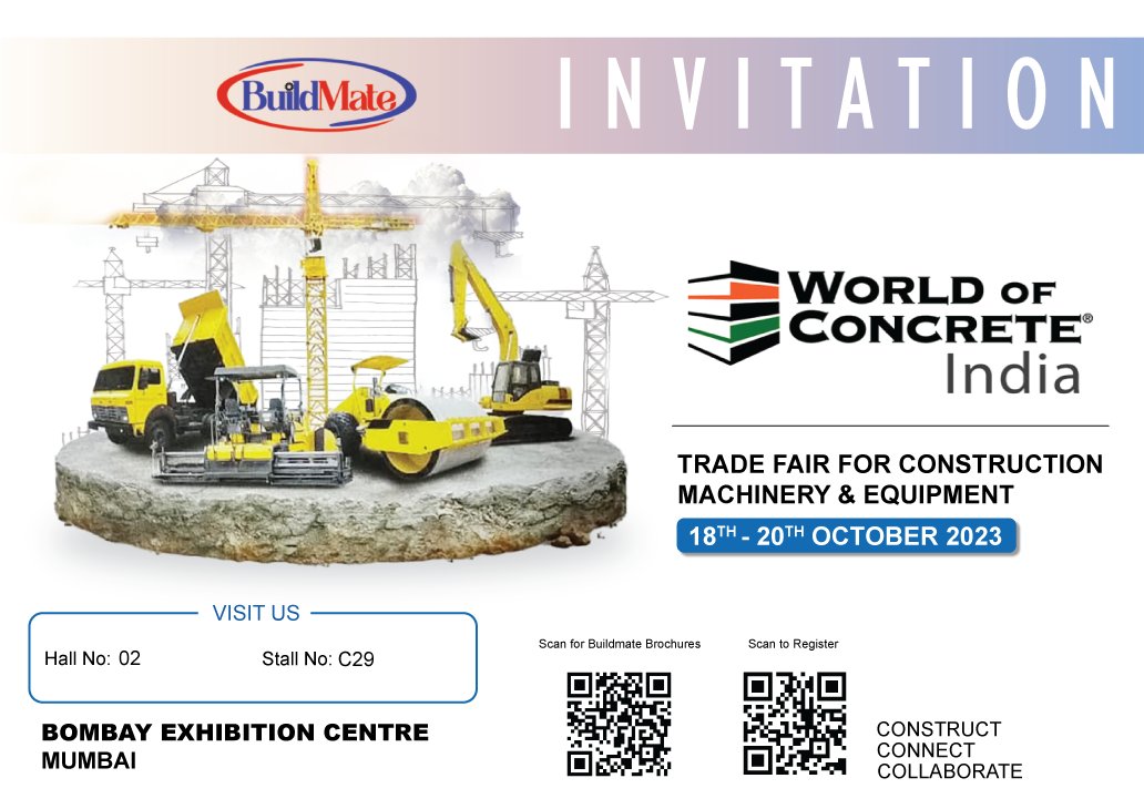 buildmate_india's tweet photo. Join Buildmate Projects at the World of Concrete Event, India, from October 18th to 20th, 2023, at Bombay Exhibition Centre, Mumbai.
Visit us at Hall No: 02 & Stall No: C29 and discover the future of construction.
#WorldOfConcrete #AACblocksuppliers #BuildmateProjects https://t.co/X6LpEJ1D3u