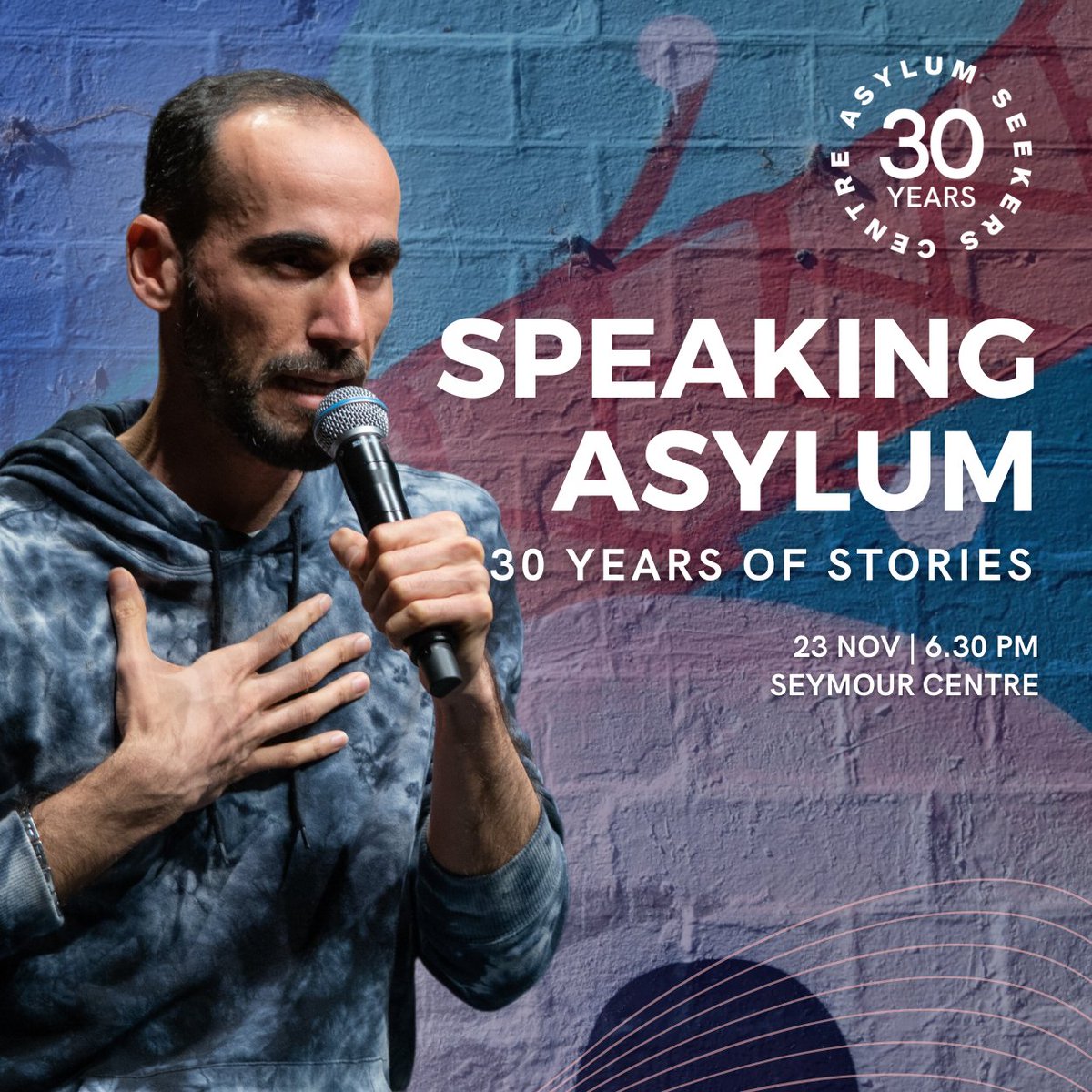 Asylum Seekers Centre (@ascsyd) on Twitter photo Archibald-nominated artist and human rights activist <a href="/AzimiMoz/">Moz (Mostafa Azimitabar)</a> will take the stage at 'Speaking Asylum', our 30th anniversary event at the Seymour Centre.
Join Moz on 23 November for an evening of incredible stories: loom.ly/aPrXXcQ Archibald-nominated artist and human rights activist <a href="/AzimiMoz/">Moz (Mostafa Azimitabar)</a> will take the stage at 'Speaking Asylum', our 30th anniversary event at the Seymour Centre.
Join Moz on 23 November for an evening of incredible stories: loom.ly/aPrXXcQ