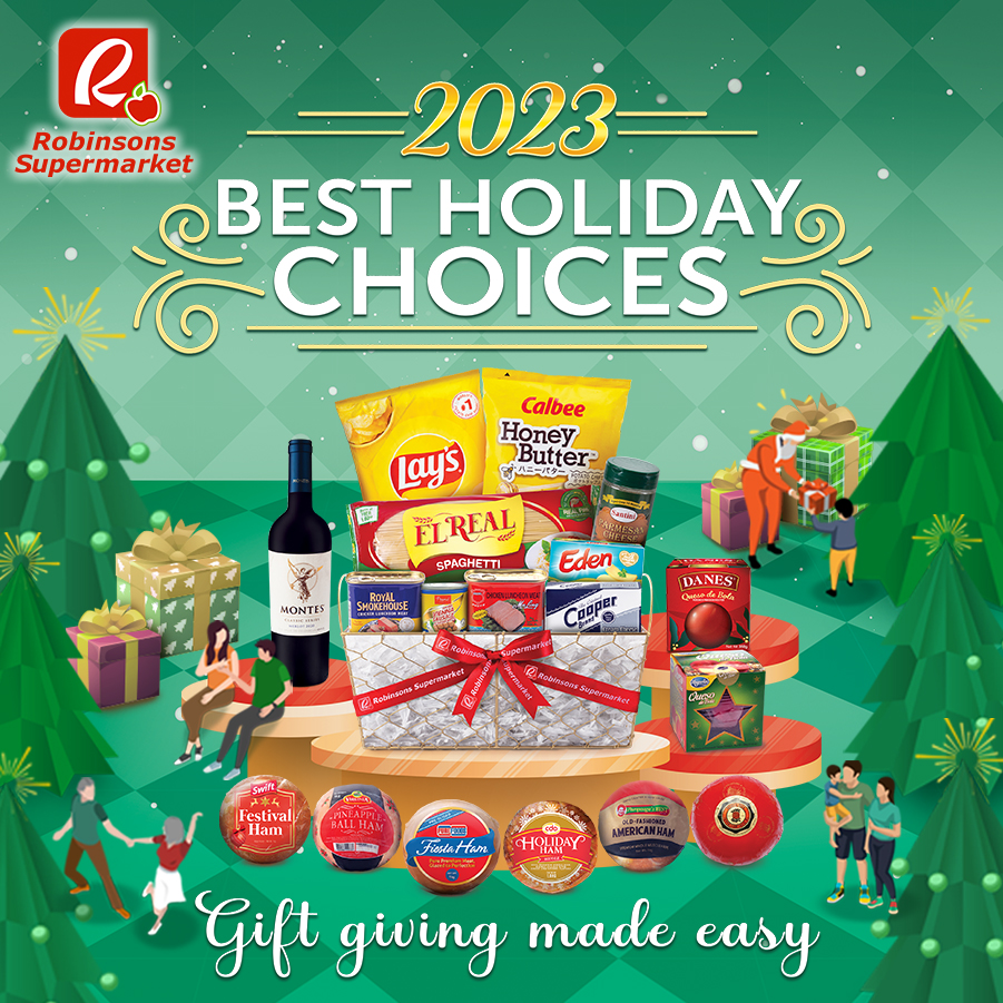 RobSupermarket's tweet photo. 'Tis the season for gifting, sharing, and spreading love! 

Spread the holiday cheer with our wide selection of Christmas Baskets as low as P250!
Shop now at your nearest Robinsons Supermarket branch today!

Browse our catalog here: https://t.co/zbiHoMhZKN https://t.co/WDTZPI2kZz