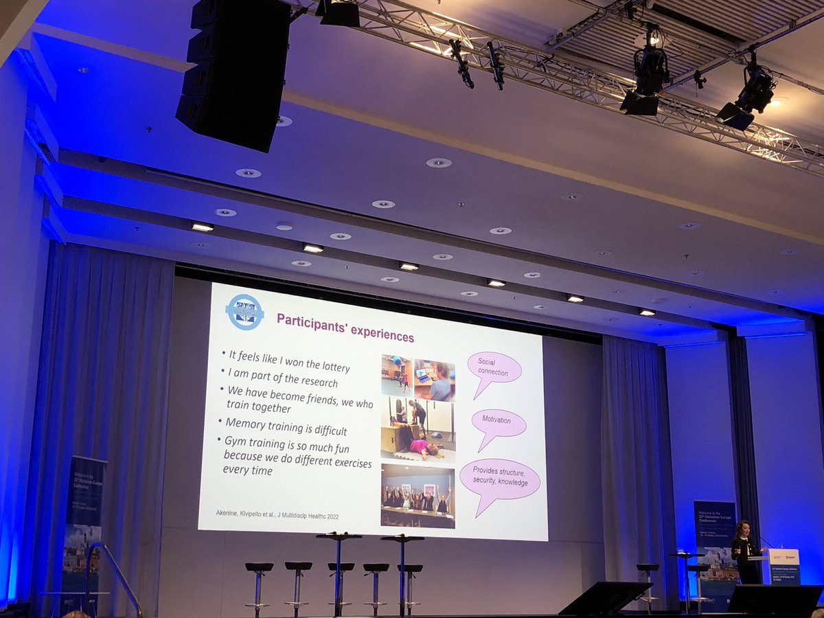 Miia Kivipelto <a href="/karolinskainst/">Karolinska Institutet</a> highlights that receiving FINGER comes with observable benefits for participants. Interesting to hear about participant experiences too #33AEC <a href="/AlzheimerEurope/">Alzheimer Europe</a>