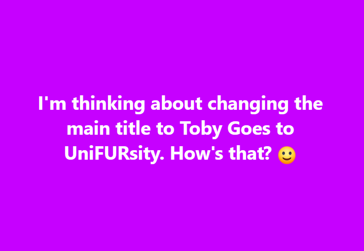 UniFURsityShow's tweet photo. #titlechange #question https://t.co/yEyrf9RRog