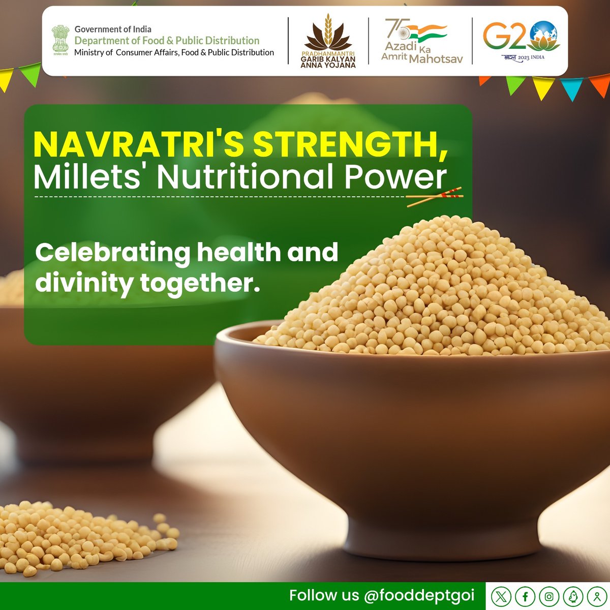 fooddeptgoi's tweet photo. Just as we honour the essence of Navratri, let's also embrace the strength of millet in our meals.
These nutritional powerhouses are perfect to add to your meal this Navratri!
#MilletsForNavratri https://t.co/BWVvzLYcmL