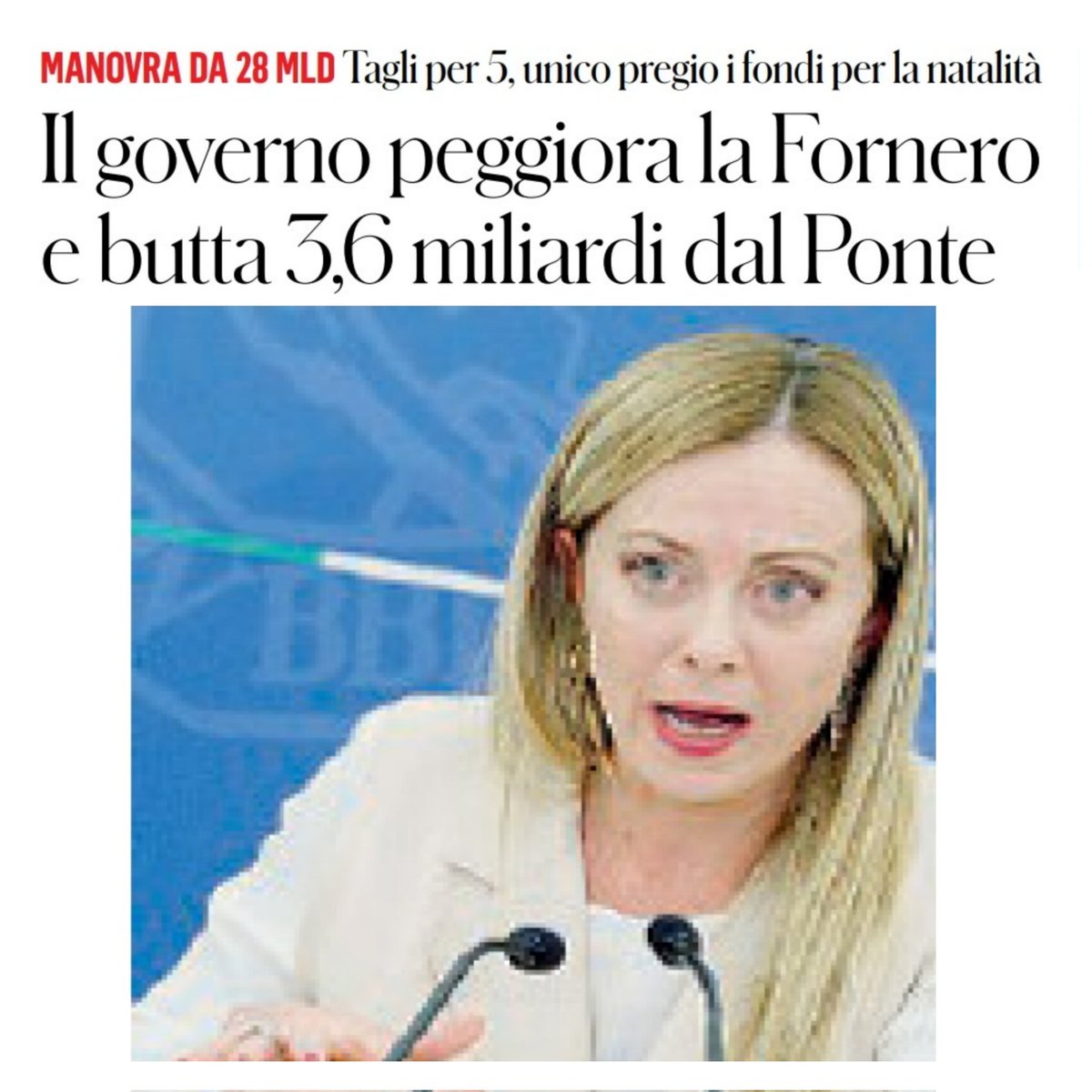 12,3 miliardi per un ponte anziché investire su sanità scuole welfare altrimenti il mangiasalsiccia avrebbe fatto saltare il banco
#GovernoDellaVergogna 
#governodeipeggiori 
#governodiincapaci