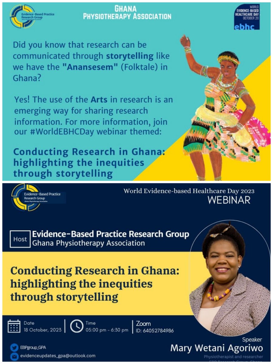 It's tomorrow, 18th October 2023.... Join us in discussing some challenges of conducting research in Ghana, Africa through storytelling. Something we know and can relate to.... See you there......
#EBPResearchGroup
#WorldEBHCDay