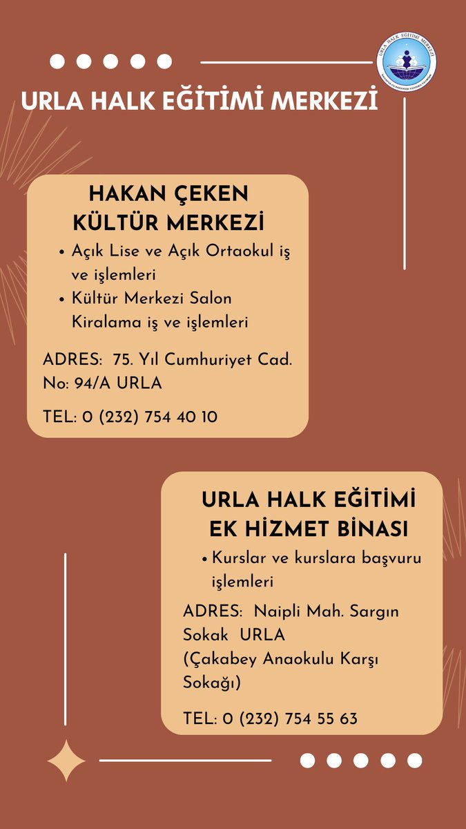 Merkezimize Ait Hizmet Birimlerinin İletişim Bilgileri
