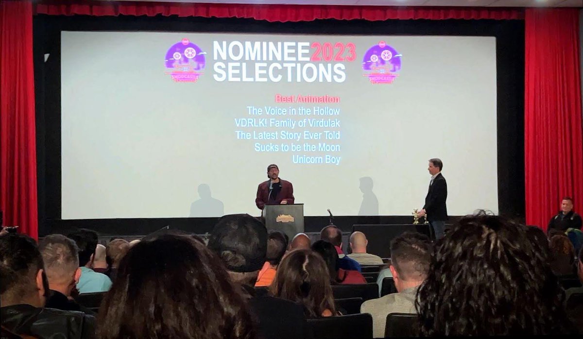 I'm very honored to win at <a href="/SModcastle/">SModcastle</a> film festival for Best Animation. 
I will regret not being able to attend forever. <a href="/ThatKevinSmith/">KevinSmith</a> was someone all my crew idolized growing up.  Thanks Kevin, hope to meet you someday. #thevoiceinthehollow