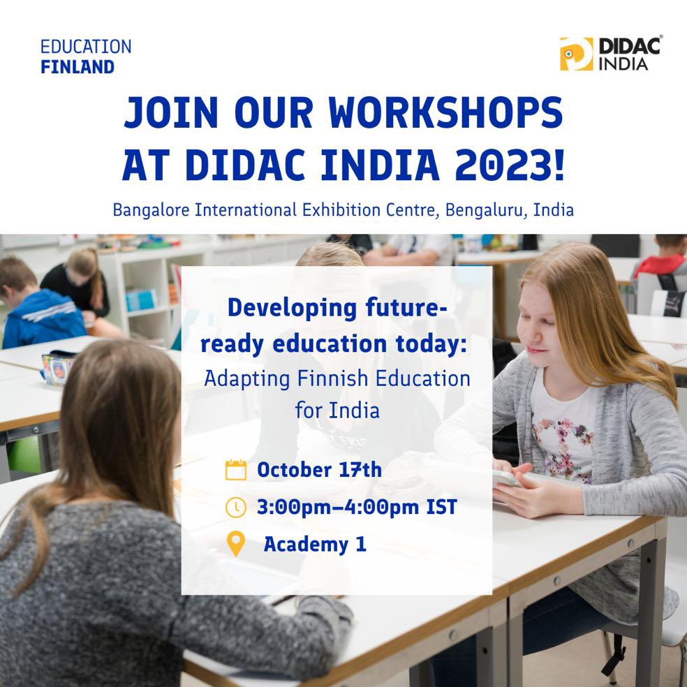 Didac India 2023 has been officially opened by the Ministers of Education, and Team Finland is ready to welcome visitors at pavilion A4! Join us also for a workshop in the afternoon #DidacIndia2023 #EducationFinland #FinlandAtDidac