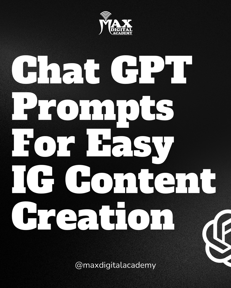 MaxDigitalAcad1's tweet photo. Stay ahead in this Content Creation game with the help of these chat GPT prompts.
. 
.
#AI #chatgpt #content #creation #IGcontentcreator #instagram #AIfromarketing https://t.co/lKZQL2KhLe