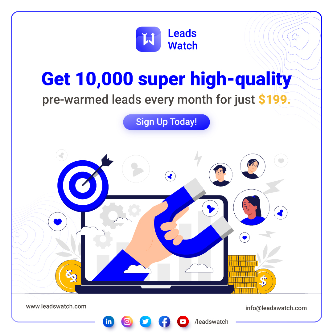 Leadswatch is a thrivingly affordable solution for premium features. Get 10,000 high-quality leads every month for just $199 and take your business to the next level. Sign up today! leadswatch.com linkedin.com/feed/update/ur…