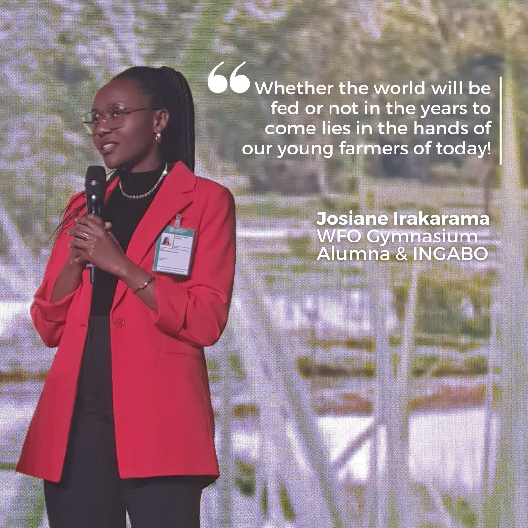 ⬇️Yesterday at the @FAO #WorldFoodForum Opening Ceremony, @JojoIrakarama, a #WFOGymnasium Alumna from #WFO Member @INGABOSYNDICAT1, took the stage to shed light on young #farmers' challenges & expectations, emphasizing the crucial need to empower youth in #agriculture worldwide.