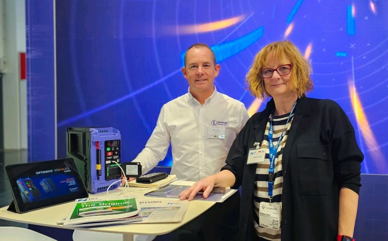 Invertek_Drives's tweet photo. Considerable interest in our new Optidrive Elevator Core VFD. Good to meet Ulrike Lotze, Editor in Chief of LiftJournal this morning. She met with our elevator product manager, Justin Walker.
#interlift
#elevators
#liftcity
#OptidriveCore
#lifts https://t.co/P3fCeK0OY4