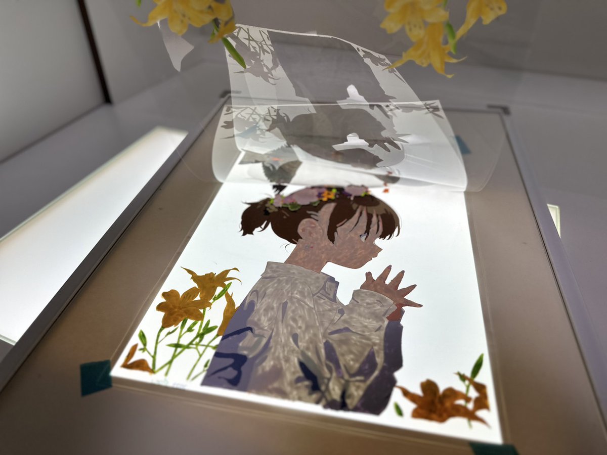 1girl brown hair solo jewelry flower earrings reflection  illustration images