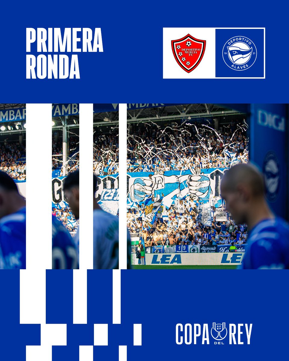 Alaves's tweet photo. ¡El @DeporMurciaFC, nuestro rival en la 1ª Eliminatoria de Copa! 🏆

¡Será un placer visitaros en tierras murcianas, amigos! 😉

#GoazenGlorioso ⚪️🔵 https://t.co/aGu3EHUdpp