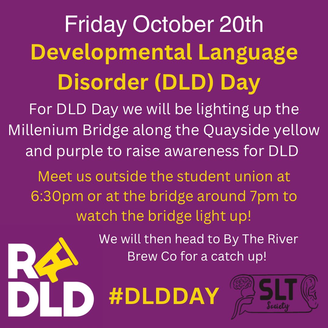DLD Day is this Friday and we are so happy to announce that we will be lighting up the Millennium Bridge yellow and purple again this year. We hope to see many of your faces there to raise awareness of DLD, take part in a quiz (for a prize!) and hand out flyers! #DLDDay