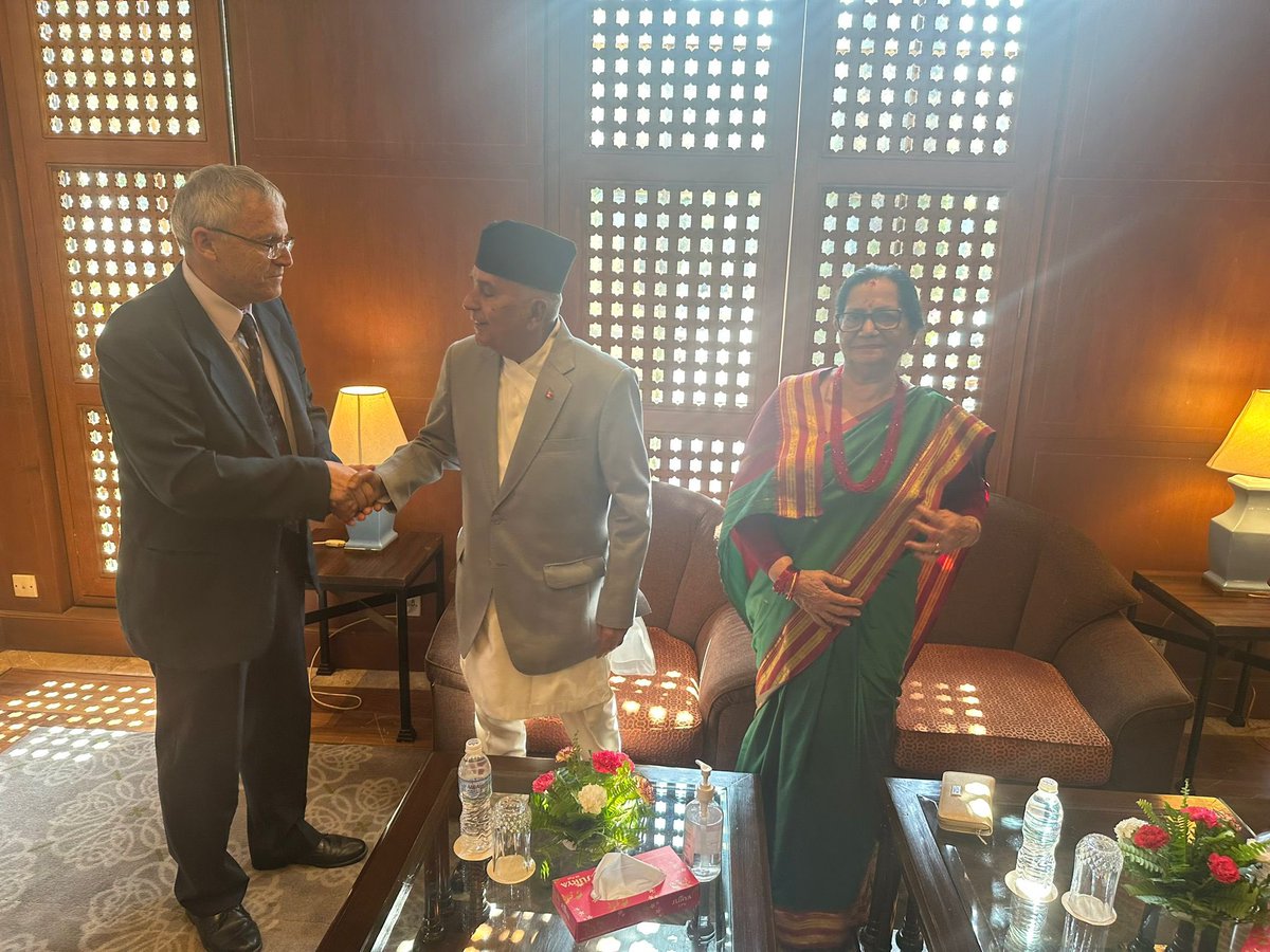 Israel in Nepal (@israelinnepal) on Twitter photo President <a href="/RcPaudelNepal/">Ram Chandra Paudel</a> expressed condolences to Ambassador <a href="/GoderHanan/">Hanan Goder</a> for the tragic loss of lives in the recent terror attack in Israel 🇮🇱 🇳🇵 President <a href="/RcPaudelNepal/">Ram Chandra Paudel</a> expressed condolences to Ambassador <a href="/GoderHanan/">Hanan Goder</a> for the tragic loss of lives in the recent terror attack in Israel 🇮🇱 🇳🇵