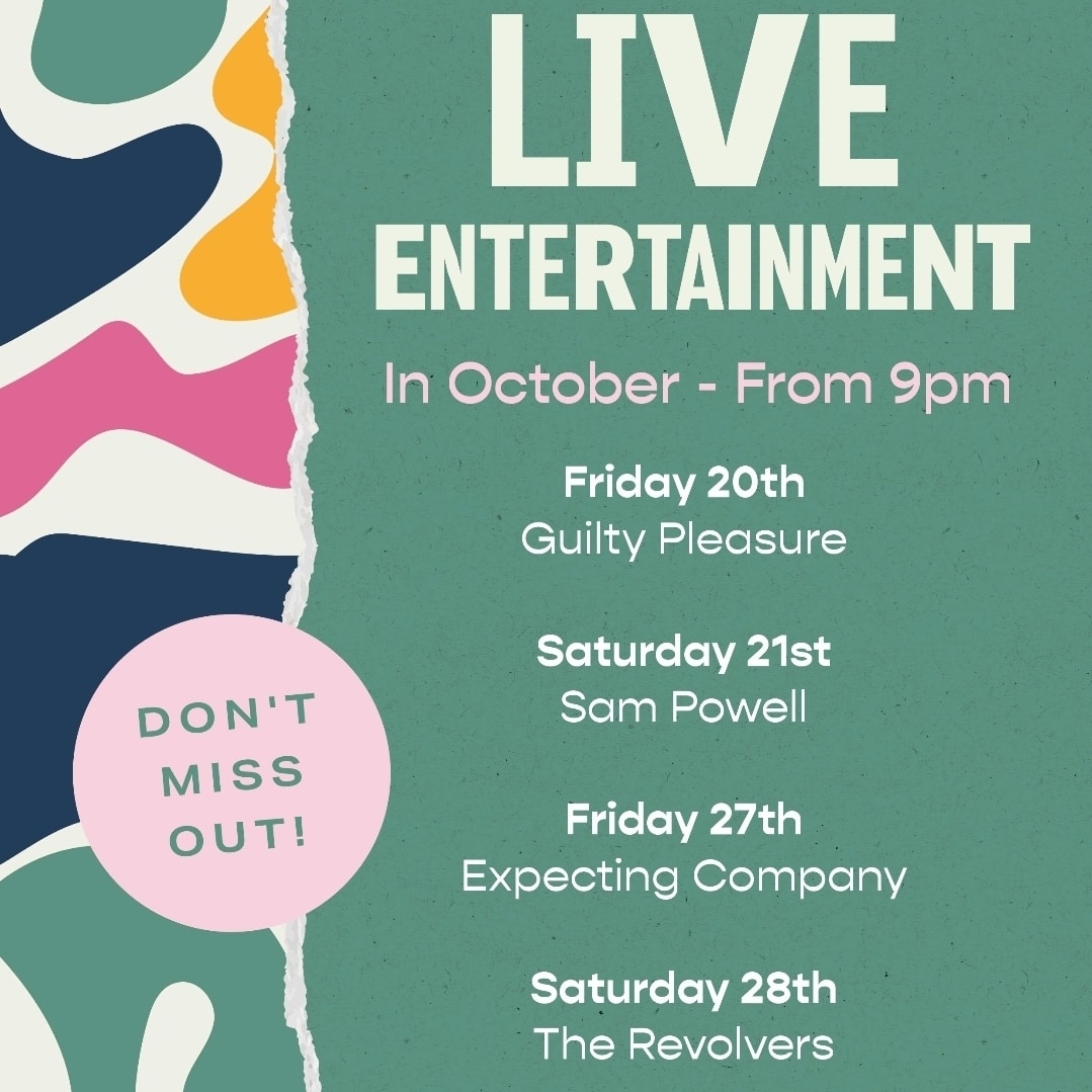 TheDunvantHH's tweet photo. The lineup of LIVE ENTERTAINMENT at the new-look Dunvant this October! 🎸🎤🥁 https://t.co/0TCy3ZnBOF