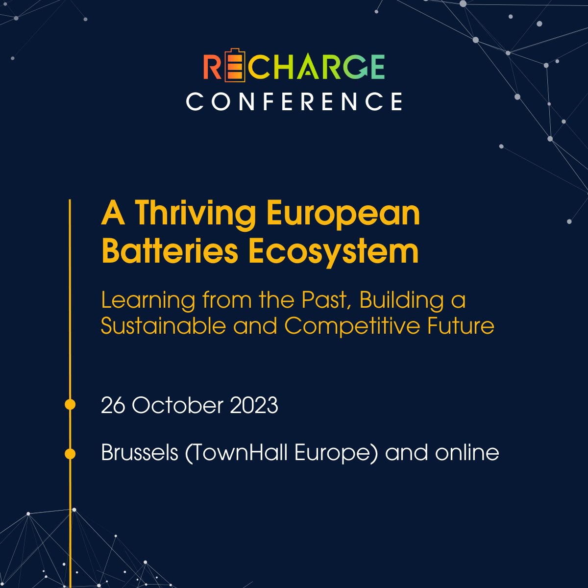 On 26 October 📅 RECHARGE will host its #policy conference, reflecting on the achievements of the association and laying out priorities for the future.                                                                

Here's what you can expect 👇