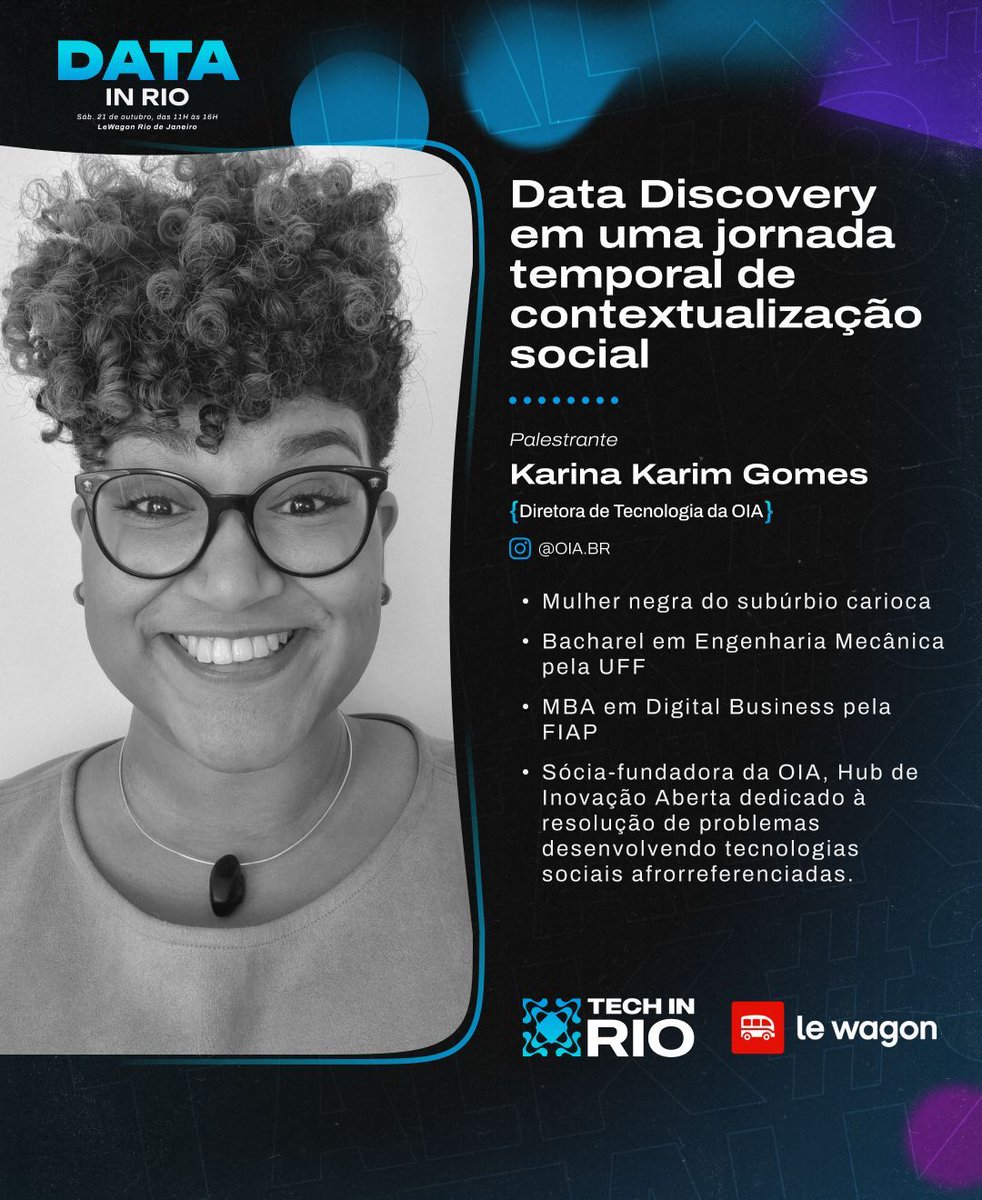 🌟 Notícia Quente! Palestra Incrível no Data In Rio e é da Karina Karim! 🌟

Data Discovery: Desbravando o Tempo na Contextualização Social

Para saber mais acesse o link do evento: buff.ly/46EWkt5 

#DataInRio #TechInRio #DataDiscovery #ContextualizacaoSocial #Afrofuturo