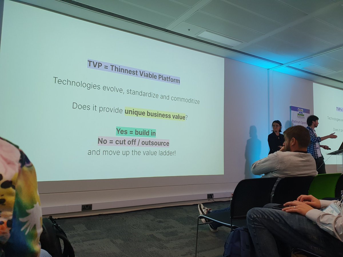 danielbryantuk's tweet photo. Useful takeaway for #platformengineers or folks building platforms, from @MiaPlatform at #kcduk https://t.co/dyYJukNaKD