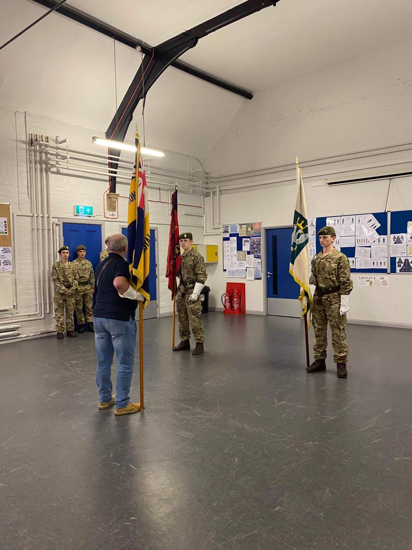 Preparations for remembrance period begins, cadets from #Belper detachment practicing their standard bearing for the remembrance parade. This training delivered to us by @PoppyLegion.

@DerbyshireACF @shaun_tweed #LestWeForget #remembrance