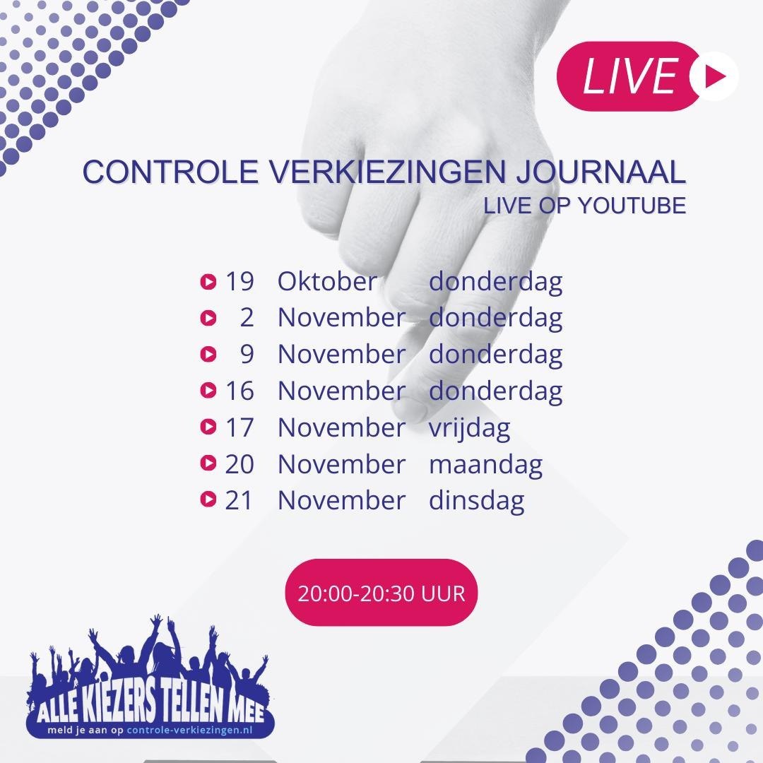ControleVerkiez's tweet photo. Volg onze live uitzendingen van de Controle-Verkiezingen Journaals op YouTube. 

We brengen je de laatste updates en analyses over de verkiezingen.
🔗 Kanaallink: https://t.co/3w3KymkePD

#ControleVerkiezingen #LiveUitzending #Democratie #Verkiezingen2023 https://t.co/nHWwJeFH9a