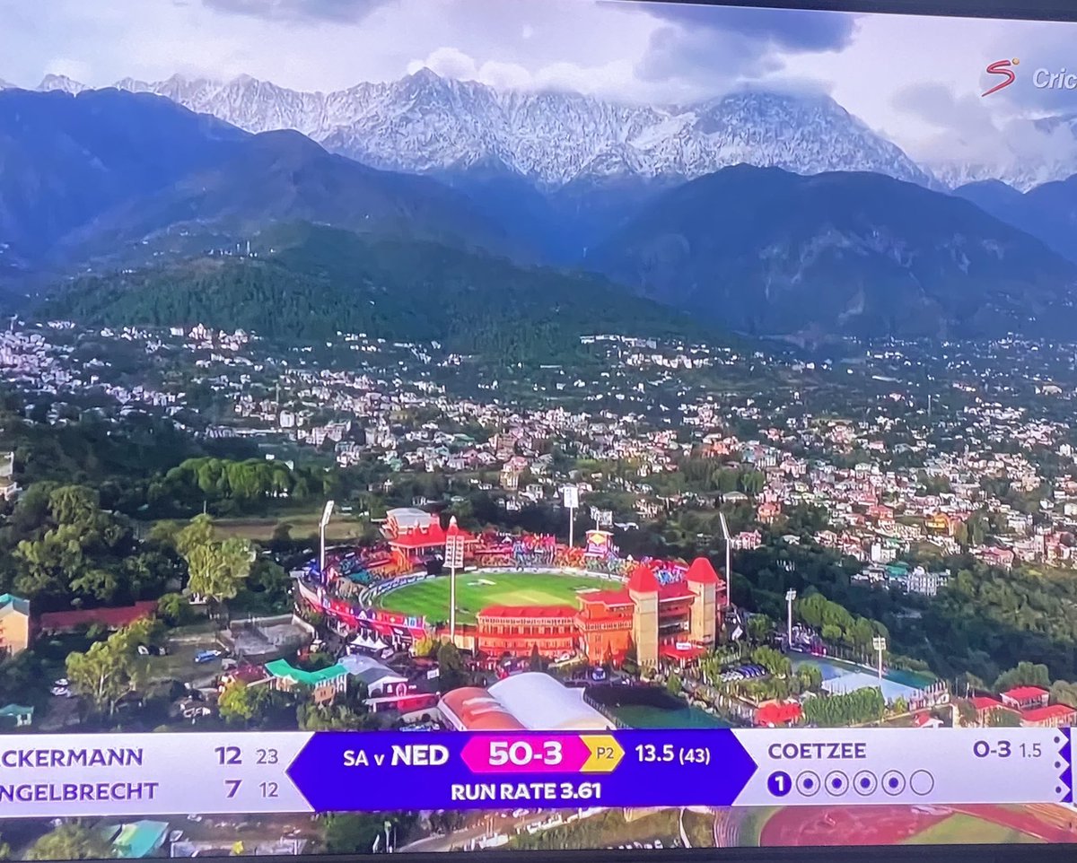 Dharamsala. 
The most beautiful venue for a cricket game to be played