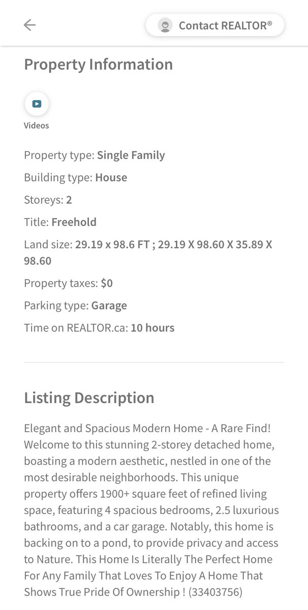 Here is a good laugh for your morning. This realtor thinks this cookie cutter 1900sft Mattamy Home in Kitchener is worth $1.2 million. Don't worry... its a 'rare find' 😅. Meanwhile they released hundreds of these homes. BTW they were going for 600k for the first release in 2021