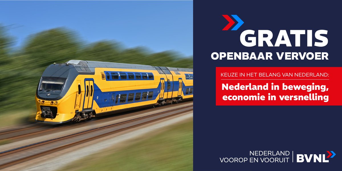 vdVeldenPeter's tweet photo. BVNL zet Nederland in beweging door te kiezen voor gefaseerd gratis OV: eerst voor 65+ en
studenten in daluren. Persoonlijke vrijheid, sociale cohesie รฉn een forse boost voor onze
economie. BVNL - Nederland voorop en vooruit. #BVNL #GratisOV https://t.co/MFJ7uoFV3P
