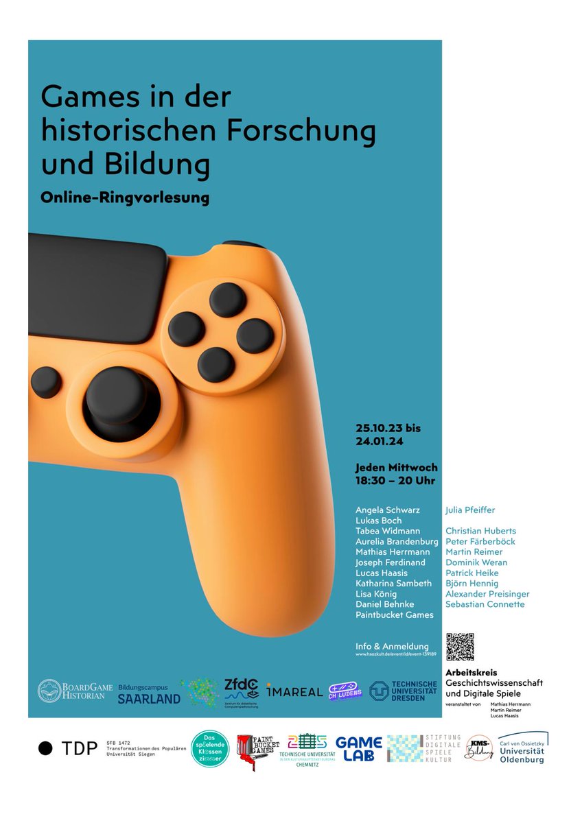 Dieses Semester findet an der Universität Oldenburg eine Ringvorlesung zum Thema: 'Games in der historischen Forschung und Bildung' Jeden Mittwoch von 18:30 bis 20:00. eventbrite.com/e/games-in-der…