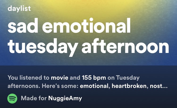 don’t tell me your astrology sign, i want you to go into spotify and search for your daylist and post the title it gave you 👀✨

Well okay… kinda rude Spotify 🥲