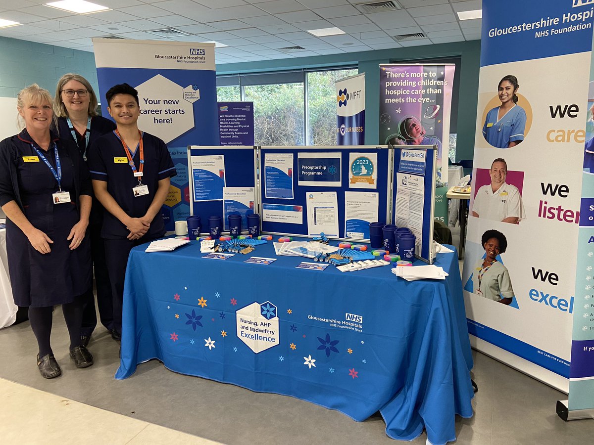 All set up @worcester_uni for the @NursingUoW careers fair! Looking forward to sharing all the opportunities that we offer to NRNs @gloshospitals #workforus #futureworkforce #careers #preceptorship