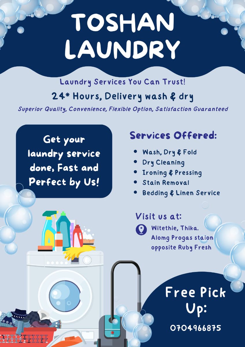 TonnyMutisya3's tweet photo. Wasee wa Ruiru, Wacairo, Limbo, Kenyatta Road, Juja, Highpoint Witethie an Thika usikuwe na stress ya kuosha nguo kama Toshan Laundry iko hapa,,, we are located at Witethie but we do free deliveries and pickups,,, https://t.co/GqE6JBpDhs