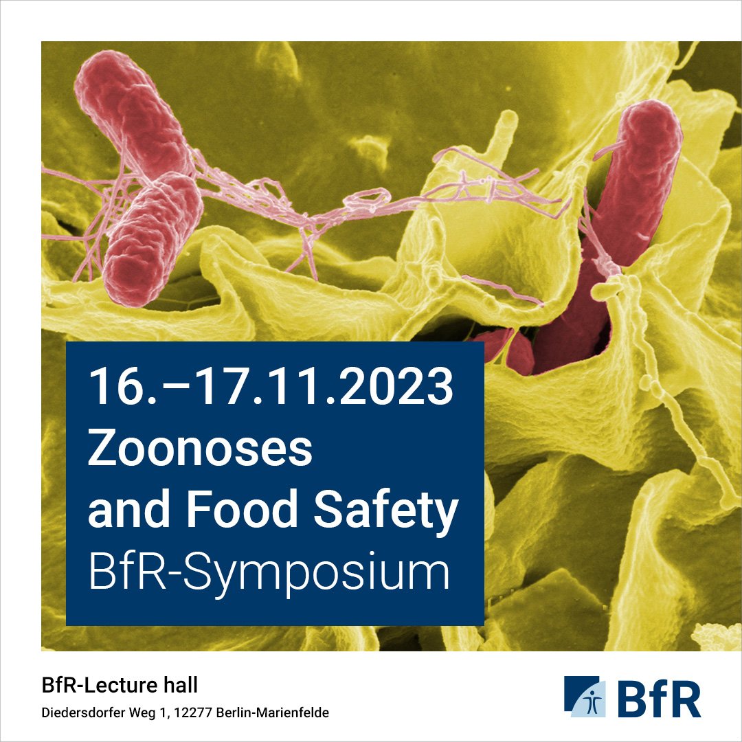 On 16 & 17 November 2023, the BfR symposium '#Zoonoses and #FoodSafety' takes place in #Berlin. It is about zoonotic pathogens, esp. their occurrence in animals and their transmission along the food chain & more. English translation is provided. Register: bfr-akademie.de/deutsch/verans…