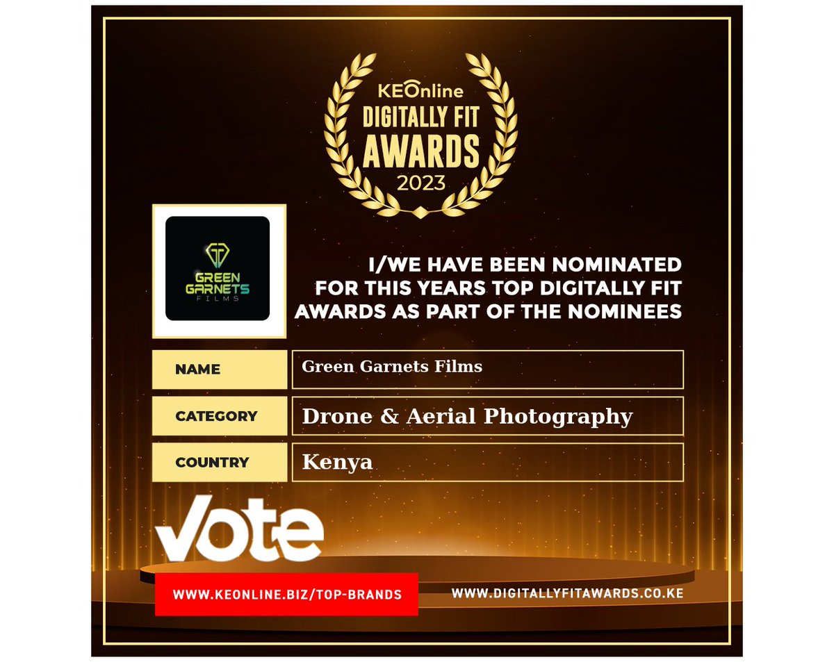 B_Alusah's tweet photo. Here are the 2023 DIGITALLY FIT AWARDS brands creating an Impact online Nominees in the Drone and Aerial Photography category. Vote: https://t.co/5UqVsU4Hgu
#DigitallyFitAwards2023 @GreenGarnetFilm @JatracCreations @CharisUAS #BadoNISare Free Bank to Mpesa https://t.co/496UgLbzJJ