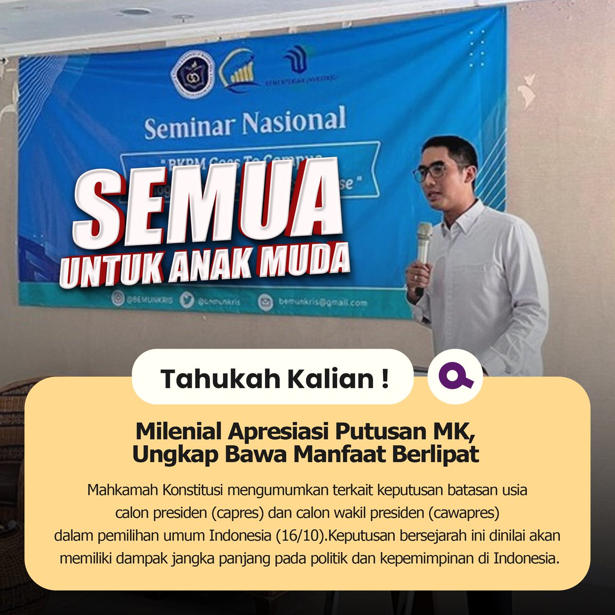 Onyekcuuu's tweet photo. selamat untuk Kemenangan Anak Muda, semoga putusan mk ini menjadi episentrum untuk menggairahkan semangat generasi muda dan anak-anak muda untuk lebih peduli terhadap politik di indonesia https://t.co/HhUsHkO7uc