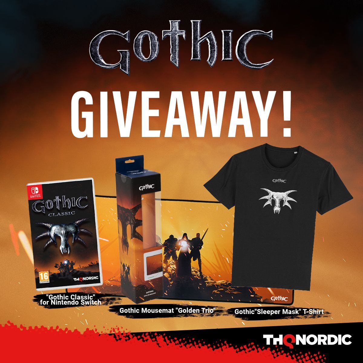 Win the #Gothic Classic for the Nintendo Switch, the Gothic Mousemat & T-Shirt all together! To enter: RETWEET this post & follow: @thqnstoreEU & @weareitemlab #Giveaway closes on 28/11/23 23.59 GMT For EU addresses only. Full T&Cs at buff.ly/3S2w0W6 #THQNordic