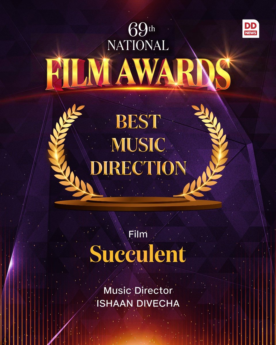 Music Director Ishaan Divecha bags Best Music Direction Award at the 69th National Film Awards🏆🎥

@nfdcindia @official_dff @MIB_India
 
#NFAonDD #NationalFilmAwards #NFA #NFDC