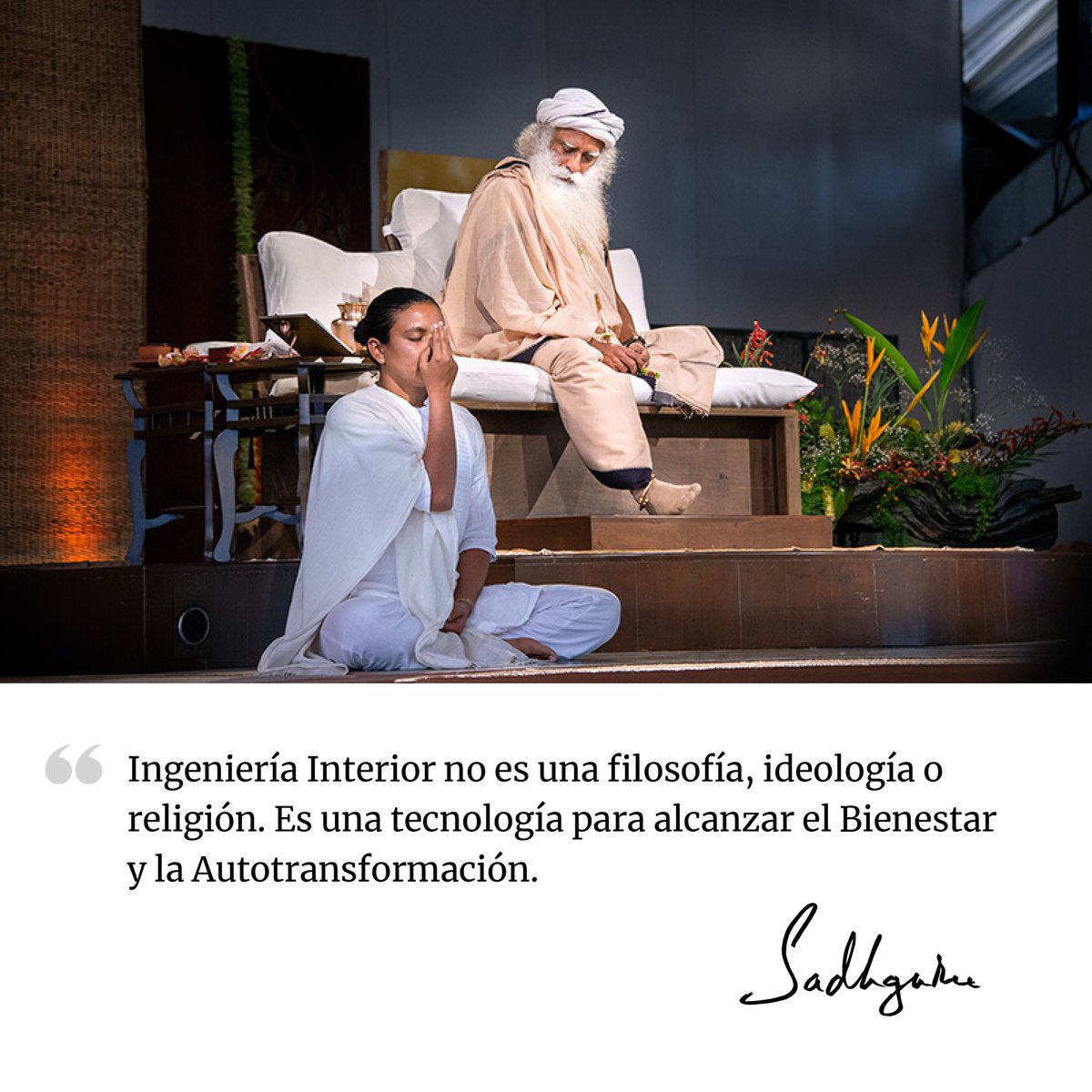 SJV_Espanol's tweet photo. «Ingeniería Interior no es una filosofía, ideología o religión. Es una tecnología para alcanzar el Bienestar y la Autotransformación».
- Sadhguru
#sadhguru #sabiduria #vida #frases #IngenieriaInterior #sadhguruwisdom #salud #bienestar https://t.co/XkySH1y0tD