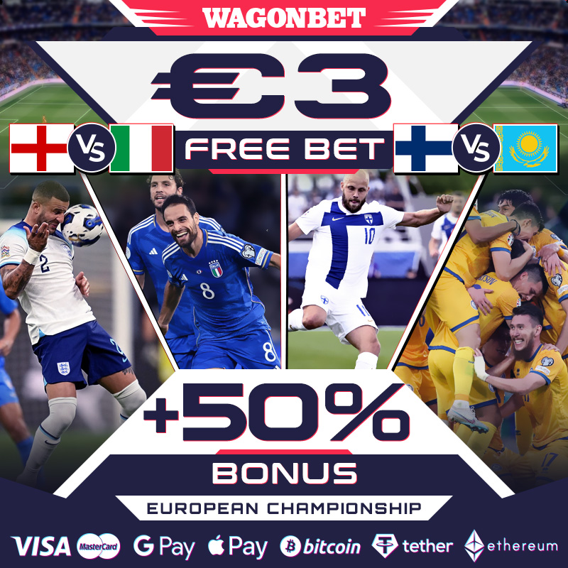 wagon_bet's tweet photo. For today's matchups, we have prepared a free bet + 50% deposit bonus.  

More info - https://t.co/Jb82Tdmg0v 

#EuropeanChampionship #Freebet #BONUS #Wagonbet #UEFA https://t.co/8tyVFsjZls