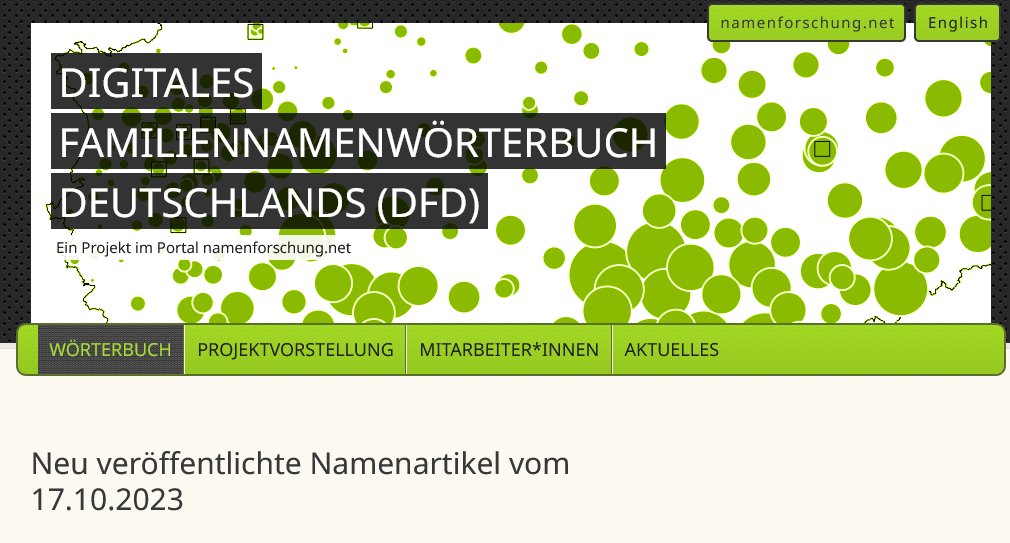 Von Ales bis Wosslick: 337 neue #Familiennamen-Artikel online im Wörterbuch namenforschung.net/dfd/woerterbuc…
#onomastics #Namenforschung #Akademienprogramm #adwmainz