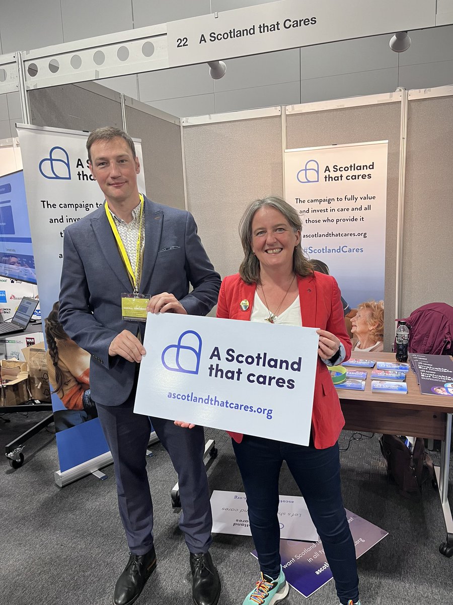 Thanks to @MareeToddMSP for stopping by #ScotlandCares stall at #SNP23 to talk about the need for a national outcome on care 

ascotlandthatcares.org