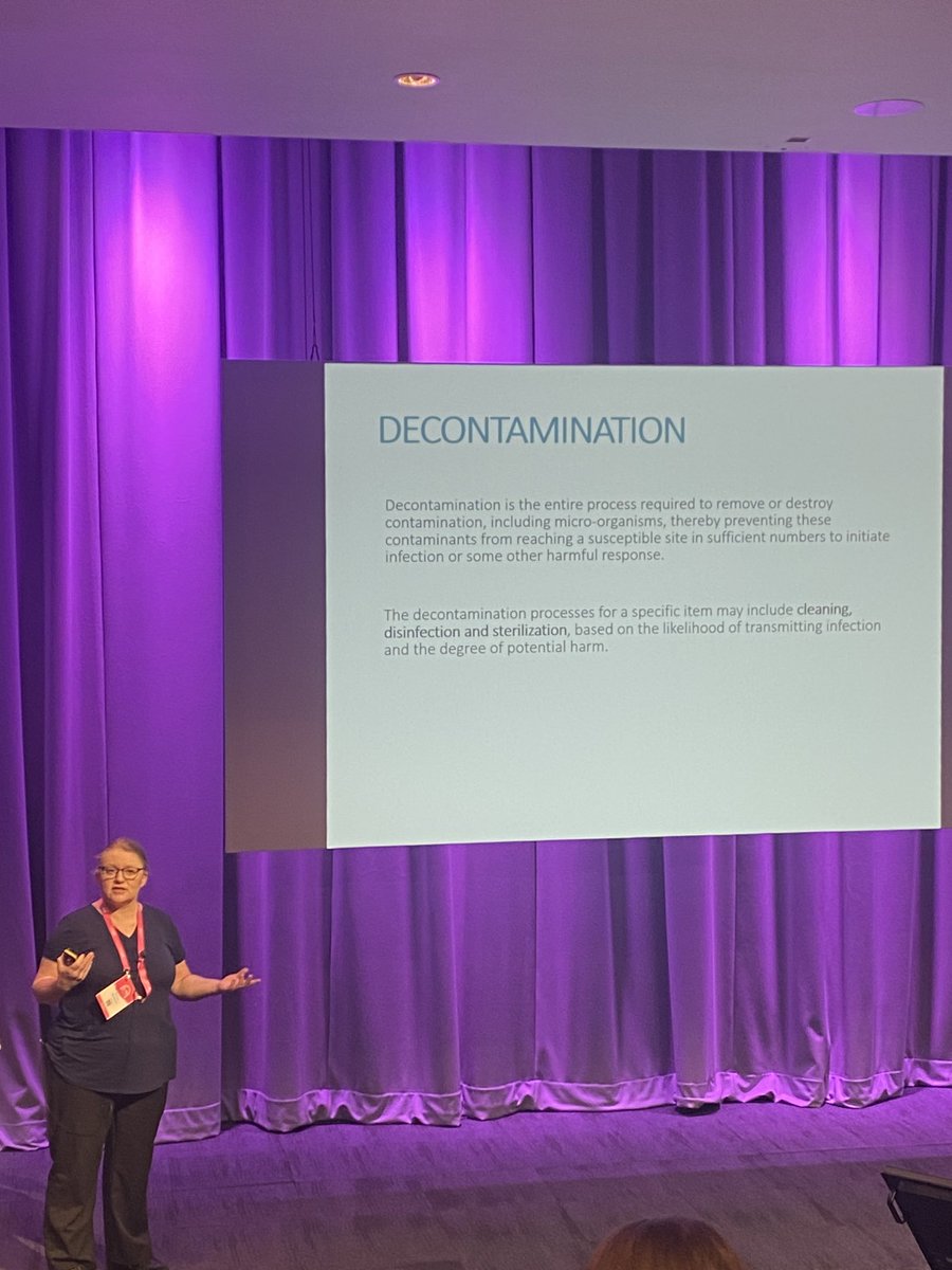 Karen Staniforth discussing all things decontamination ⁦<a href="/IPS_Infection/">IPS</a>⁩ #IP2023conf. Including human behaviours. #infectionprevention
