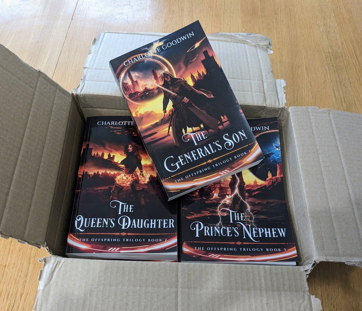 AuthorGoodwin's tweet photo. I now have my books with their shiny new covers in the flesh!
#writerslife
#BooksWorthReading
#sciencefantasybooks https://t.co/BiXB9zl6la