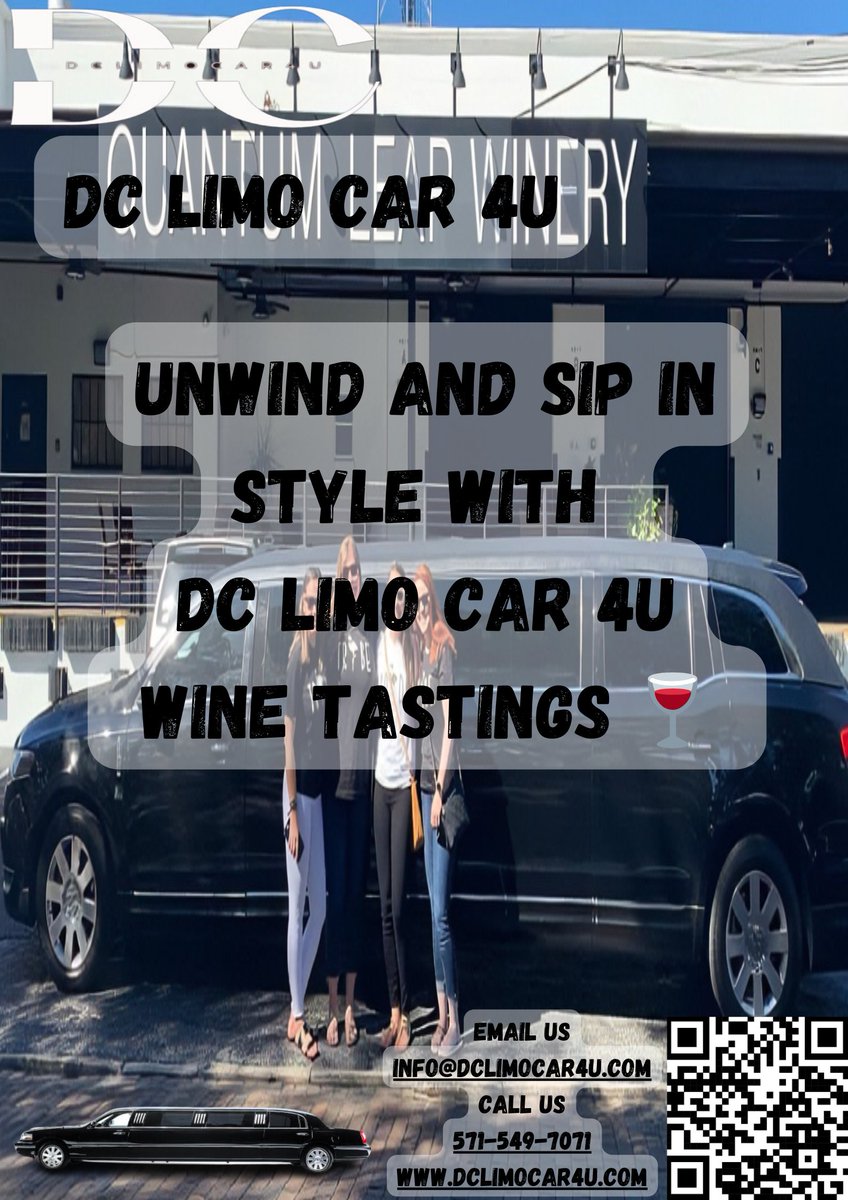 DclimoC's tweet image. Unwind and Sip in Style with DC Limo Car 4U Wine Tastings 🍷
Experience the ultimate wine-tasting adventure with DC Limo Car 4U!
Discover new flavors and unwind as you indulge in the world of wine. 🥂 #WineTasting #DCLimo #dclimocar4u