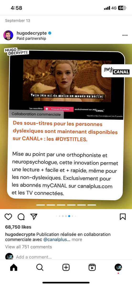 Il n'y a aucune preuve que ces sous-titres aident les personnes dyslexiques à lire.
<a href="/HugoDecrypte/">Hugo Décrypte</a> la #dyslexie c'est sérieux, merci de ne plus faire la promotion du charlatanisme. Pour tout sujet touchant la science ou la santé consultez des chercheurs compétents avant d'accepter