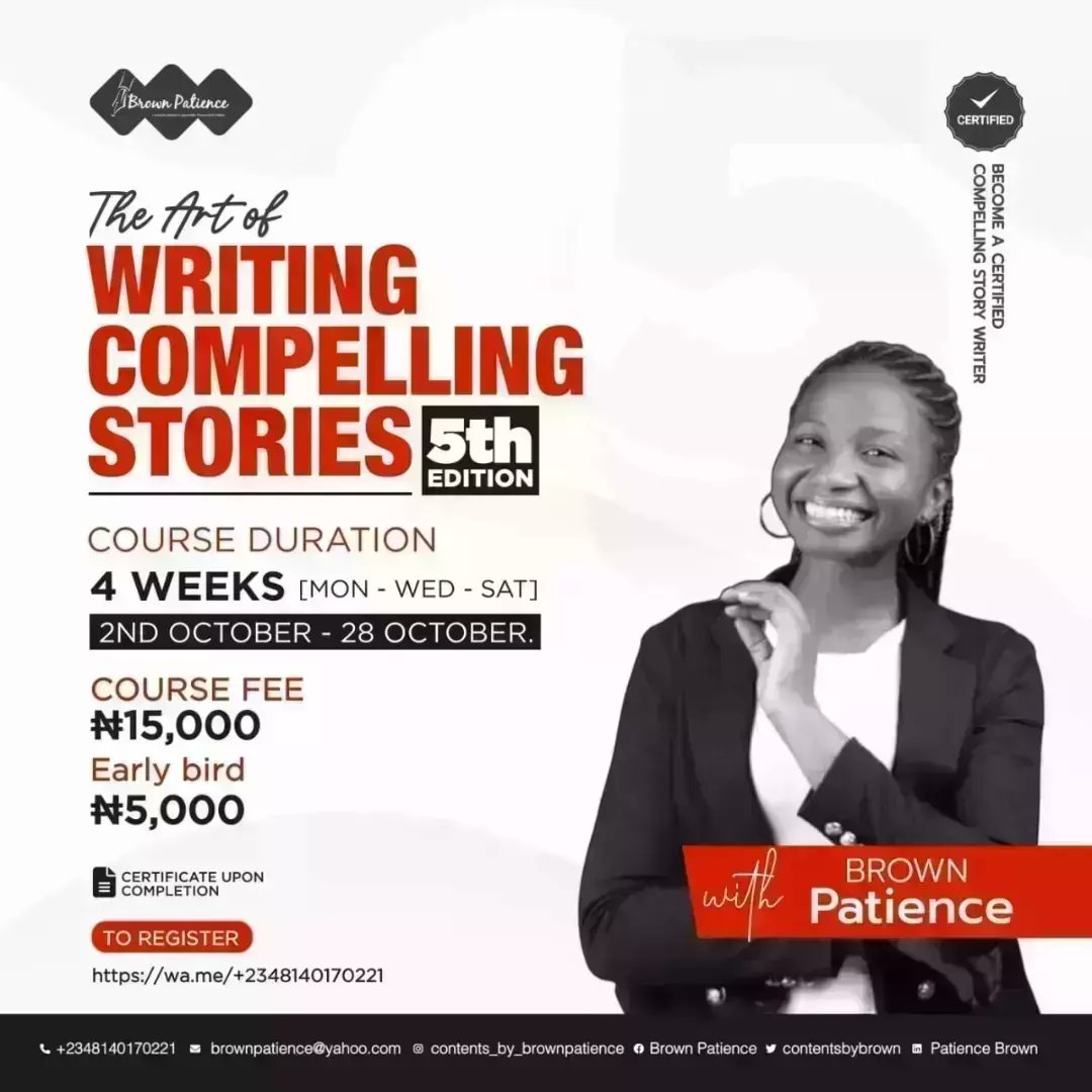 ContentsbyBrown's tweet image. You&apos;ll be notified when the next edition is set to begin. ⭐

___
#writingtutor #writingcoach #writingtutor #brownpatience #compellingstorytelling  #writingandeditingwithbrownpatience #writingmasterclass  #writingcoaches #writingclasses