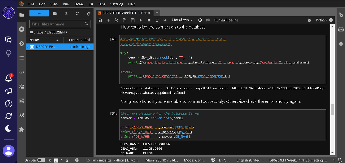 carlosegzf's tweet image. Day 88 of 100, learning to use ibm_db API, connected to a database on IBM Db2 on cloud with Python, created a table, inserted data, also queried the table and loaded it into a pandas dataframe!
#100DaysOfCode #SQL #Database #Data