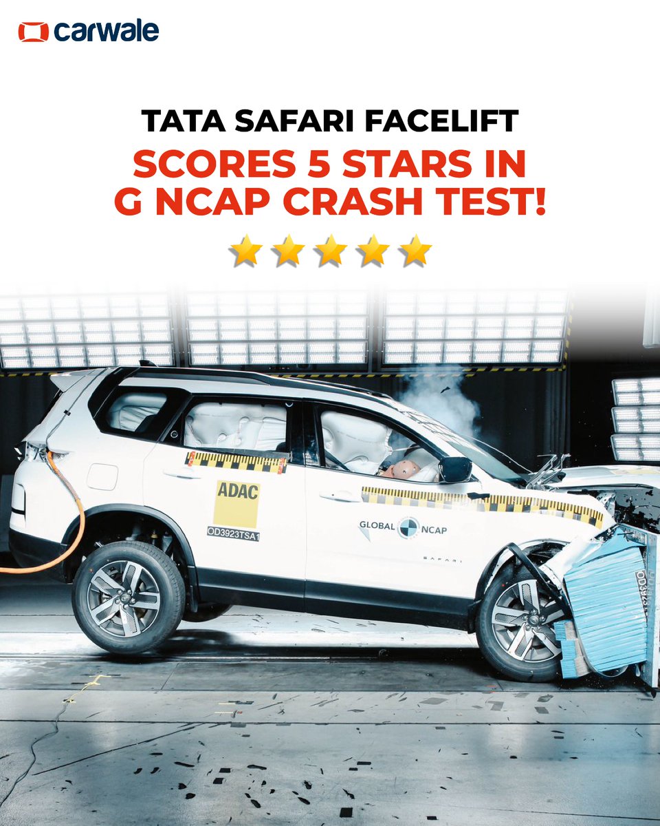 JUST IN! ‼️ The Tata Harrier and Safari facelifts have scored 5 stars ...